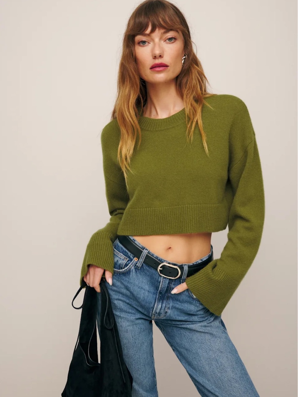 Reformation Paloma Cropped Cashmere Crew